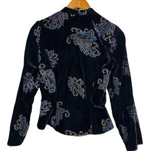 Vintage 80s Cachet by Bari Protas Velvet Jacket Embroidered Evening Regency - S